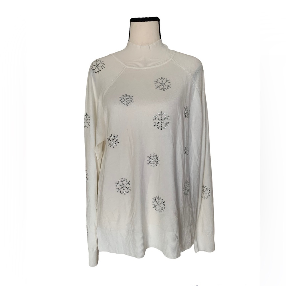 Marled Reunited Clothing | White snowflake sweater